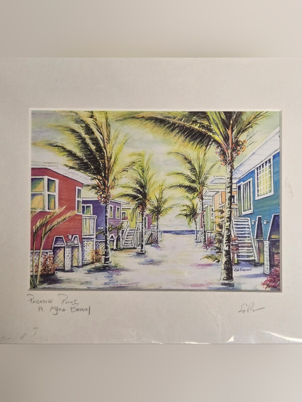 Paradise Point, Ft. Myers Beach  signed print Florida artist painter Ed Brown